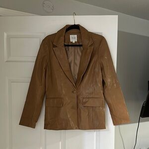 Tan Blazer Structured Shoulders